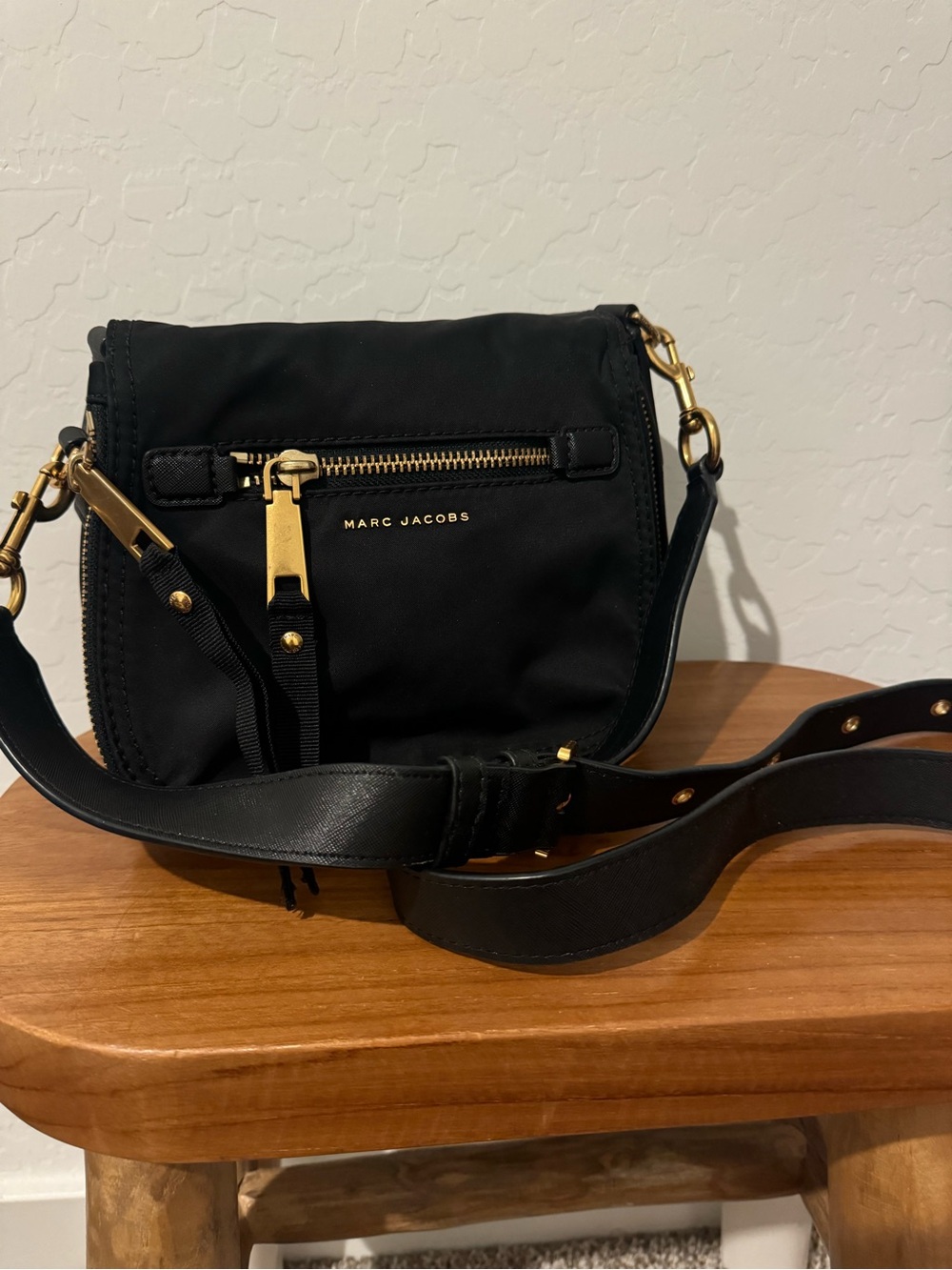 Marc Jacobs Black Nylon Crossbody with Gold Hardware